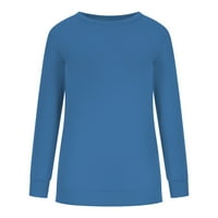 Ženska pulover s dugim rukavima O-izrez Puno boje plus veličina vrhova zimske labave bluze za majice