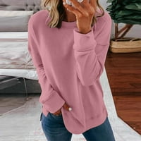 Žene modni casual vrhovi Solidne boje dugih rukava s majicama s puloverm okruglim vratom