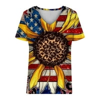 Olyvenn Ljeto Žene Tunike Patriotske majice Drop kratki rukav Žene Vrhovi Dan neovisnosti Grafički tees