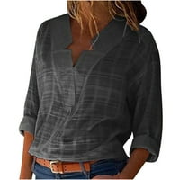 Ženske plus veličine modne dame dame dugih rukava majica casual labava bluza od pune boje Tunička majica za majicu do 65% popusta