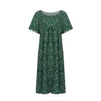 Haljine za žene Ženska A-line Duga Polka Dot kratki rukav Crew redak modni prodaji A-line haljine zelena