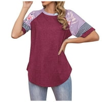 Duga bluza za ženske majice rukav kratkih rukava kratkih kruga tiskana ženska ženska ženska bluza pamučna