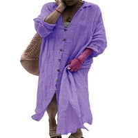 Sanviglor Women Maxi haljine Dugme Down Majica Haljina rever izrez Casual Party Purple XL