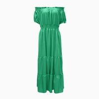 Ženske haljine čišćenje kratkih rukava Maxi labav maxi čvrsta ljetna haljina bez ramena zelena s