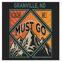 Granville North Dakota 9x suvenir Drveni znak s okvirom mora ići na dizajn