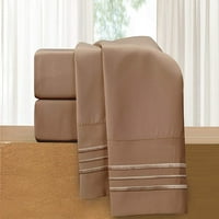 Elegantna udobnost SILKY-meka serija - 4-komadni krevet bez boraba, duboki džep do, kalifornijski kralj, taupe