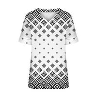 B91XZ majice za žene Dressy Ležerne prilike Ležerne prilike Elegantni ispisani kratki rukav V izrez