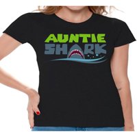 Newkward Styles Aintie Shark Thirt Porodične majice za odmor Shark Porodične majice Ženska outfit Funny