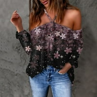 Žene Cvijeće Štampanje V-izrez dugih rukava Halter Tunic Off ramena majica Casual Tops Plus size Bluzes