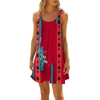 Ljetne haljine za žene Ženska modna ljetna plaža Ležerne prilike za printu bez rukava Slatka mini ocrtava