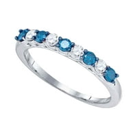 Veličina 10. - 10k bijelo zlato okruglo Blue Diamond Band Wedivers Ring