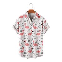 Flamingos Fashion tiskana majica Muškarci Letnje plaža Kratki rukav Ležerna havajska majica, D-110