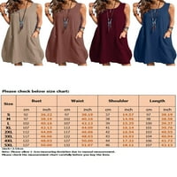 Avamo dame casual a-line majica Drešeni džepovi Swing kratke mini haljine od pune boje