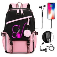 Kawaii Backpack školska torba za tinejdžerske djevojke Abeceda laka za nokte Slatka torbel školski torba USB port laptop Travel hap