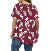 T majice za žene Vino raspoređuje modna žena kauzalna florlna bluza za bluzu za bluzu s kratkim rukavima,