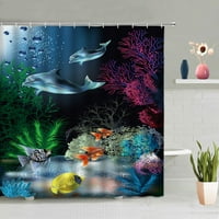 Delphin tiskani tuš za zavjese ocean životinjski vodootporni zidni viseći zavjese Oprema za kupatilo