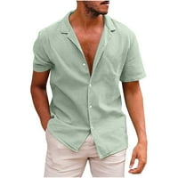 Muški majice, kratkih rukava s kratkim rukavima Summer Custom Plain gumb UP Work Work Placks Majica
