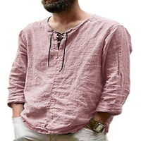 Seksi ples muški majice s dugim rukavima čipka up bluzu v vrhova vrata obična majica Travel Tunic Tee