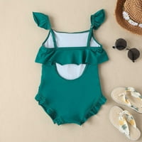 Djevojke kupaće odijelo Toddler Ljeto djevojke bez rukava kupaće kostim pune boje zeleni ruffles kupaći kostimi Bikini djevojke kupaće kostim zelene 100