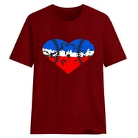 Usmixi ženske bluze i vrhovi Dressy kratki rukav Crewneck Heart Ispiši ljeto Slatke košulje 4. srpnja