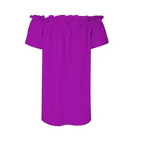 FSqjgq prevelike majice za žene osnovne od vrhova ramena za žene jednoredna ramena puna boja od rubne