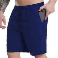 Hlače za vježbe za muškarce sa džepovima Prozračne kratke hlače za muškarce Muške ljeto Brzi sušenje Moda Jednostavna plaža Čvrsta boja Ležerne hlače D tamno bluem