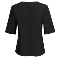 Vivianyo HD s dugim rukavima za žene čišćenje Ženske ljetne majice V-izrezane majice Ležerne prilike kratkih rukava Bluza Crnac