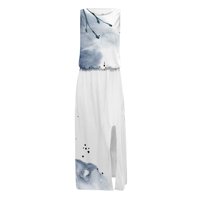 Gotyou haljine Ženska haljina s elastičnim pojasom za šivanje ubode s podijeljenim seksi haljinama bijeli