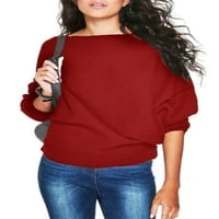 Ženski džemperi za vrat za brod Batwing dugih rukava Ležerne prilike sa labavim fit solidnim puloverima