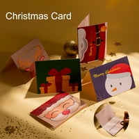 Postavi božićna čestitka Card Slatka crtana ručna ručna oslikana sklopiva ukrasna prazna unutarnje blagoslov sa koverte Xmas razglednica Novogodišnja dječja poklon za poklon