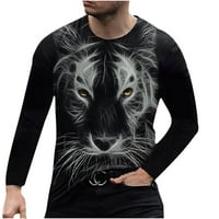 Lolmot T majice za muškarce Vintage životinjski tiskani pulover vrhovi modne ulične labave fit plus veličine o-vrat dugih rukava tunički bluza vrhova