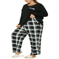 Agnes Orinda Juniors Plus size Stretch majica Glen Plaid Halts Pajamas setovi
