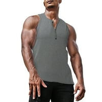 Muška gumba čvrstog u boji podesiva majice bez rukava 3xLT majice za muškarce velike i visoke muške