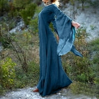 Žene jeseni zimske gotičke retro pune haljine s dugim rukavima maxi haljina