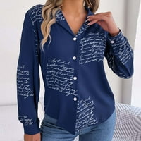 Žensko slovo Ispis gumb s dugih rukava bluza za bluzu za rušenje Jesen Ležerne vrhove manžetne manžete