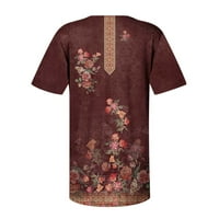 Yyeselk Vintage cvjetni ispis ljetni bluze za žene Trendy Pleated bljeskalice Comfy majice Casual gumb