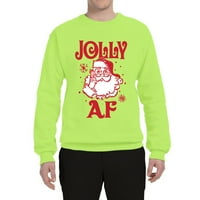 Divlji Bobby, Santa Jolly AF Božićni unise Crewneck Grafički dukseri, Sigurnosni zeleni, veliki