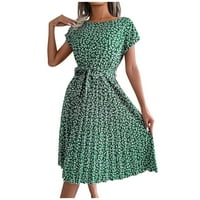 HHEI_K Maxi haljina modna ženska ljetna okrugla vrat casual modne tiskane haljine