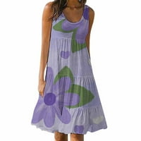 Ljetne haljine na prodaju za žene za žene bez rukava za tisak cvjetni uzorak Square Square Squide Fit