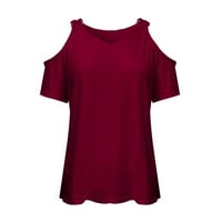 Bazyrey Womens Ljetni vrhovi Čvrsta tiskana bluza Ženski V izrez Trendy Slobodne majice s kratkim rukavima