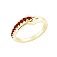 Okrugli oblik simulirani Garnet Fashion Obećaj zaručnički prsten 14k žuto zlato preko sterlinga srebrne