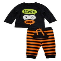Dojenče za dječake 2pc. Scary Boo Halloween majica i hlače na dugih rukava 3-6m