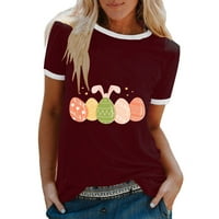 Taqqpue Womens Uskršnje majice Casual Slatka Uskršnja zeko jaja tiskane majice Grafičke majice Vrhovi