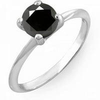Zbirka Dazzlingock 1. Carat 10k okrugli Black Diamond Bridal Angažovanje Solitaire Ring CT, bijelo zlato,