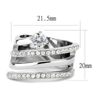 Luxe nakit dizajnira ženski prsten od nehrđajućeg čelika sa okruglim kubičnim cirkonijom - veličine