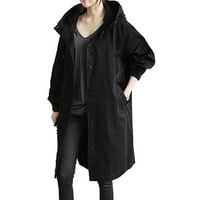 Priključni kaput za ženska posadna vrata dugih rukava dugih rukava dugim kaputima sa kapuljačom žene