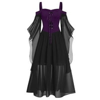 Ženski ljetni Halloween Strowen Off rame haljine Party V-izrez Maxi Tie Dolman rukavske haljine tamno