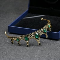 Baroque Green Crystal Tiara Crowns Legura Vintage Nakit za kosu Pribor za kosu za vjenčani angažman