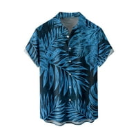 Apepal muškarci ljetni gumb niz majice kratkih rukava casual redovne fit havajske majice, tamno plava, m