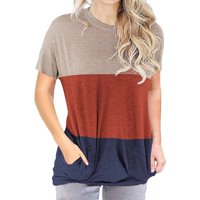 Prinxy Womens T majice Teen Girls kratki rukav O-izrez za žene Y2K Odjeća u boji blok pulover plus veličine